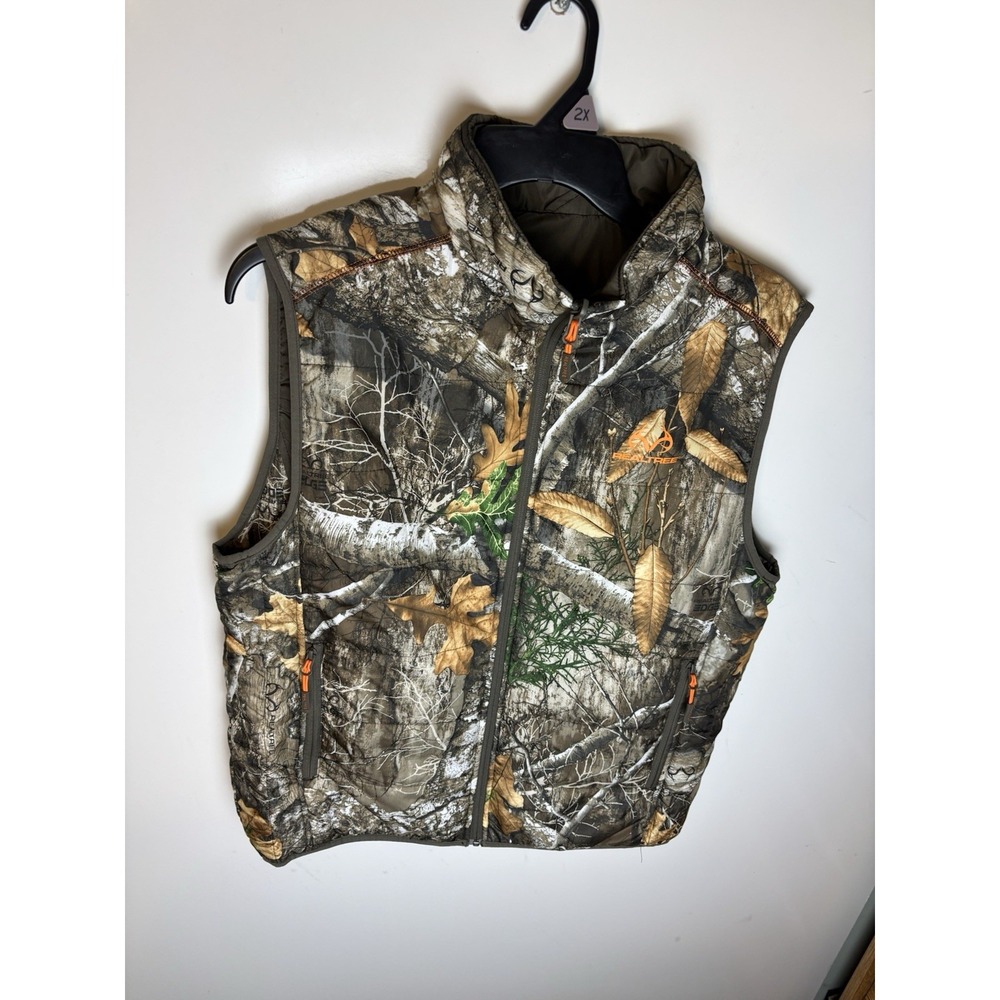 RealTree Edge Full Zip Camo Vest Reversable Brown and Camo Size Large